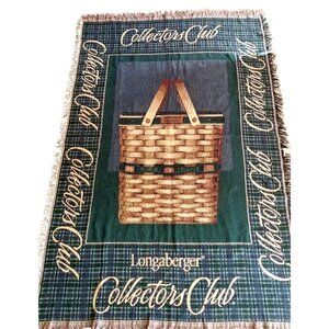 VTG 1999 Longaberger Basket Collectors Club Woven Blanket Throw Tapestry 65"x45"
